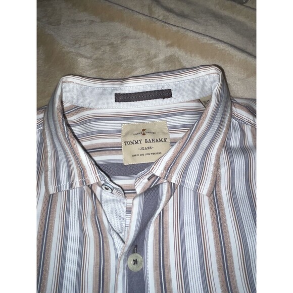 Tommy Bahama Shirt Mens XL Multicolor Striped Button Up Long Sleeve Flip Cuff - Picture 5 of 11